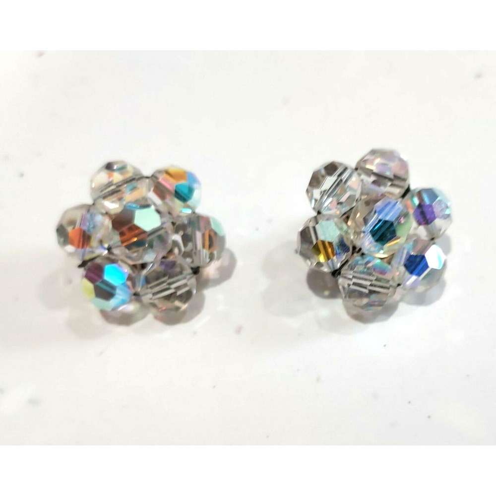 Crystal Cluster (Faux) Clip On Earrings VINTAGE